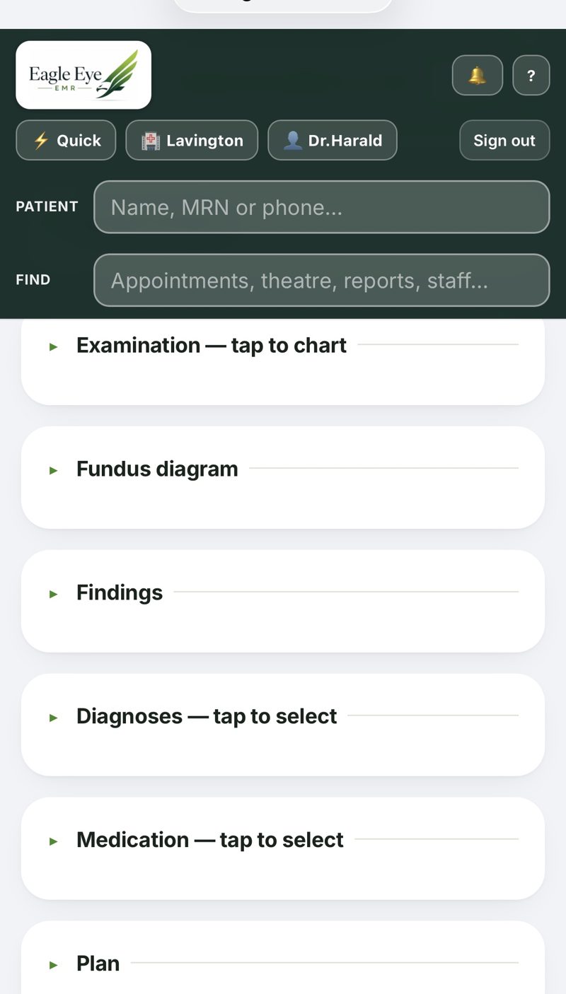 Eagle Eye EMR – structured encounter